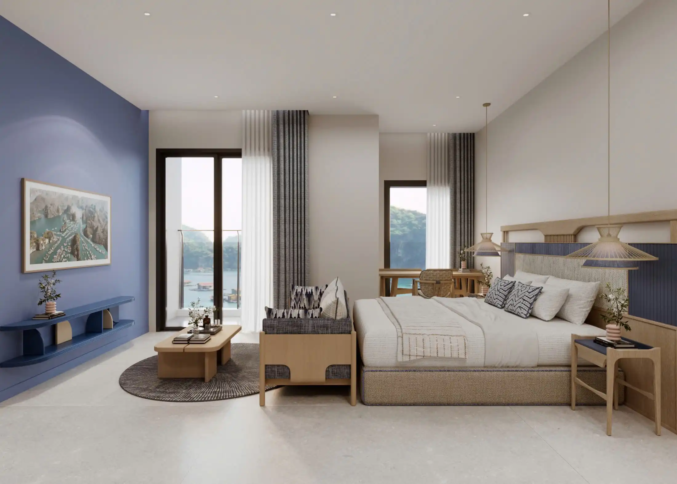 Phòng làm việc tại gia trong Căn Hộ 3 Phòng Ngủ Charmora City view sông