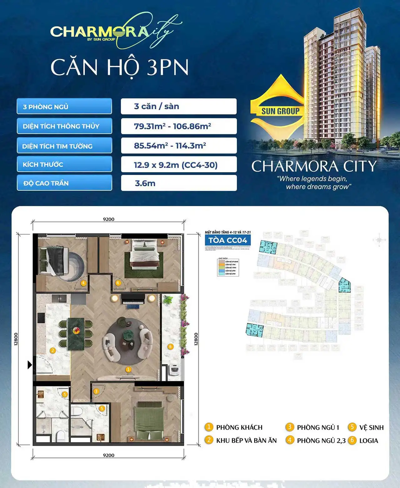 Căn Hộ 3 Phòng Ngủ Charmora City Không Gian Cho Đa Thế Hệ