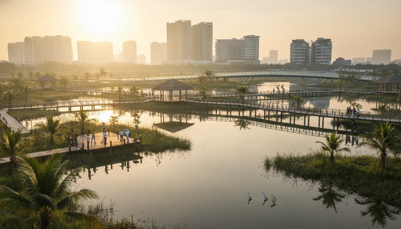 Công Viên Wetland 31ha: Lá Phổi Xanh Khổng Lồ Của Charmora City Hoạt Động Ra Sao?